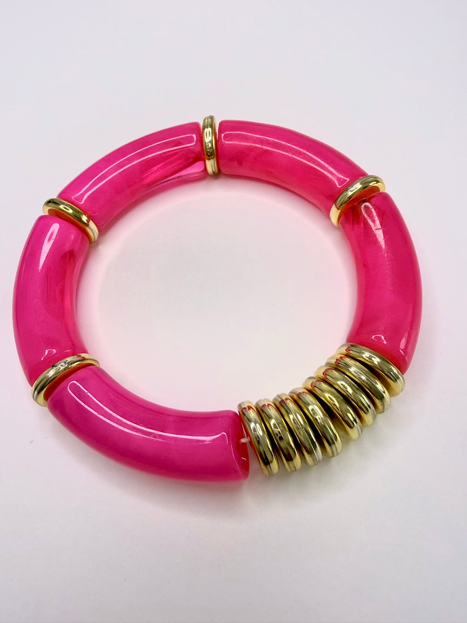 Bracelet élastique Romy rose fuchsia