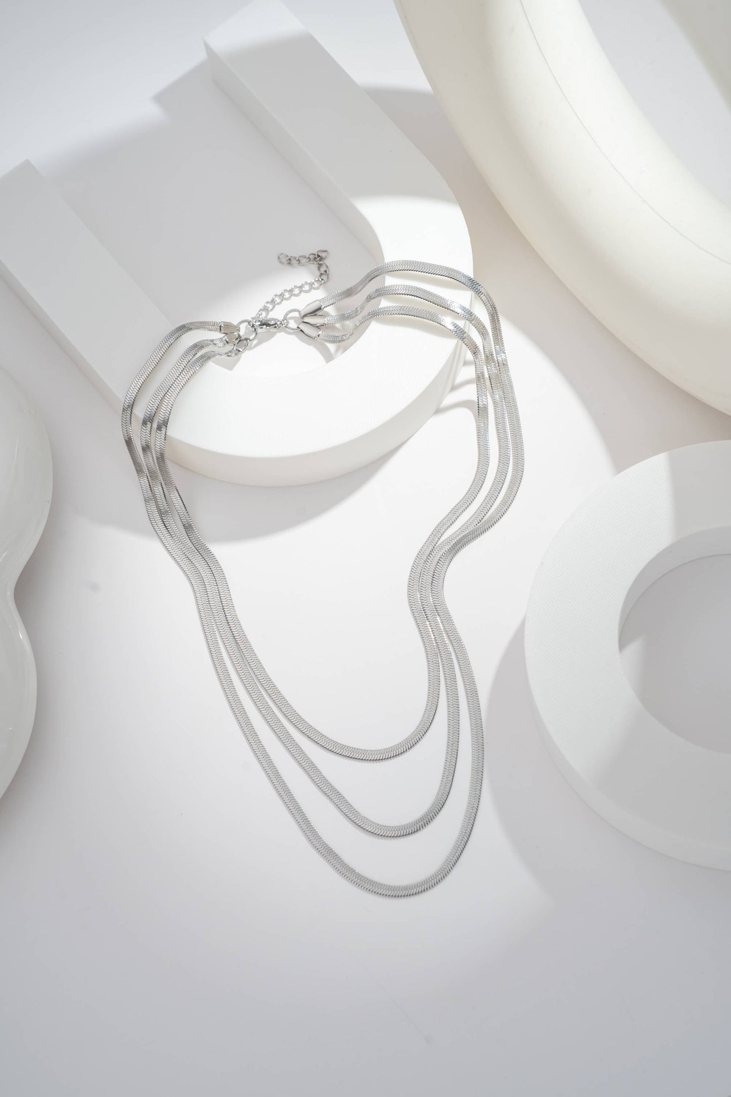 Elegance Trio Necklace – Multi-Strand Stainless Steel: Silver