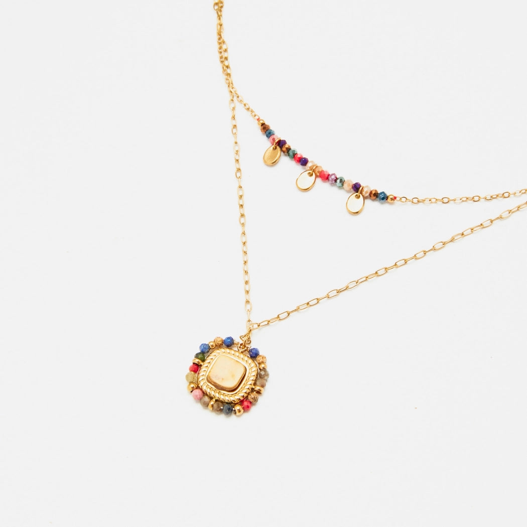 Collier multi rangs Britney multicolore
