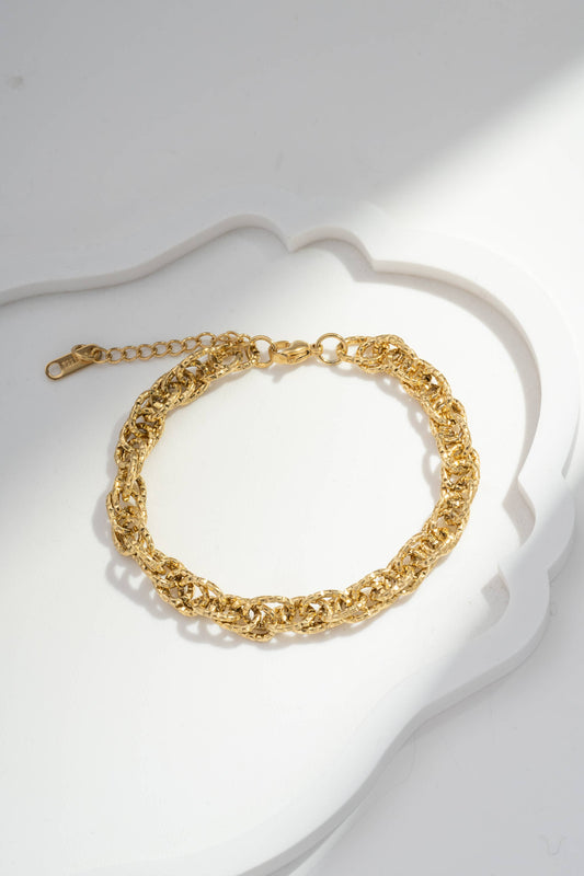 Twist Light Bracelet — Hammered Gold Stainless Steel