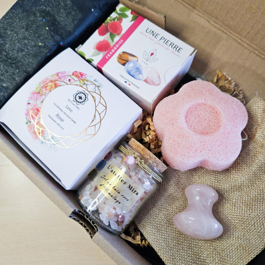 Box sérénité : coffret 5 produits ROSE/FRAMBOISE
