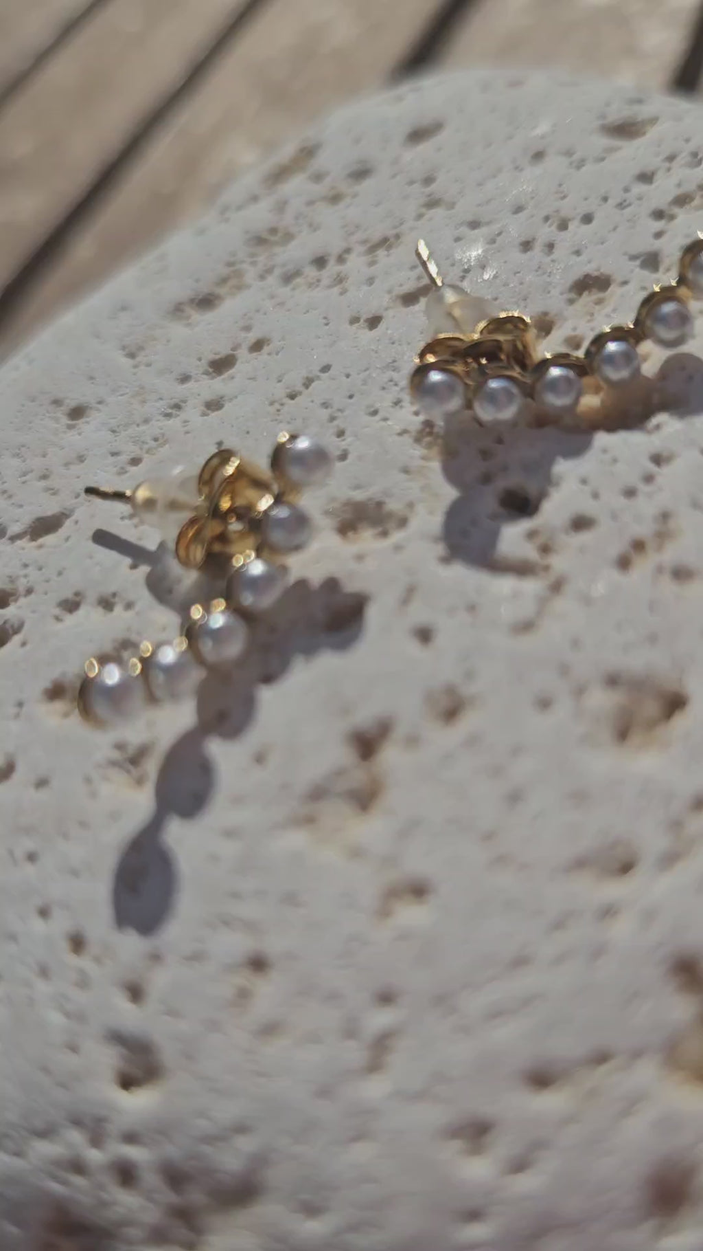 Boucles d’oreilles dorées en acier inoxydable perles longues Maé