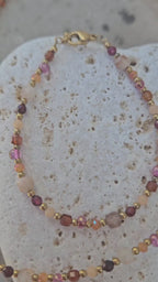 Parure dorée  pierres multicolores en acier inoxydable