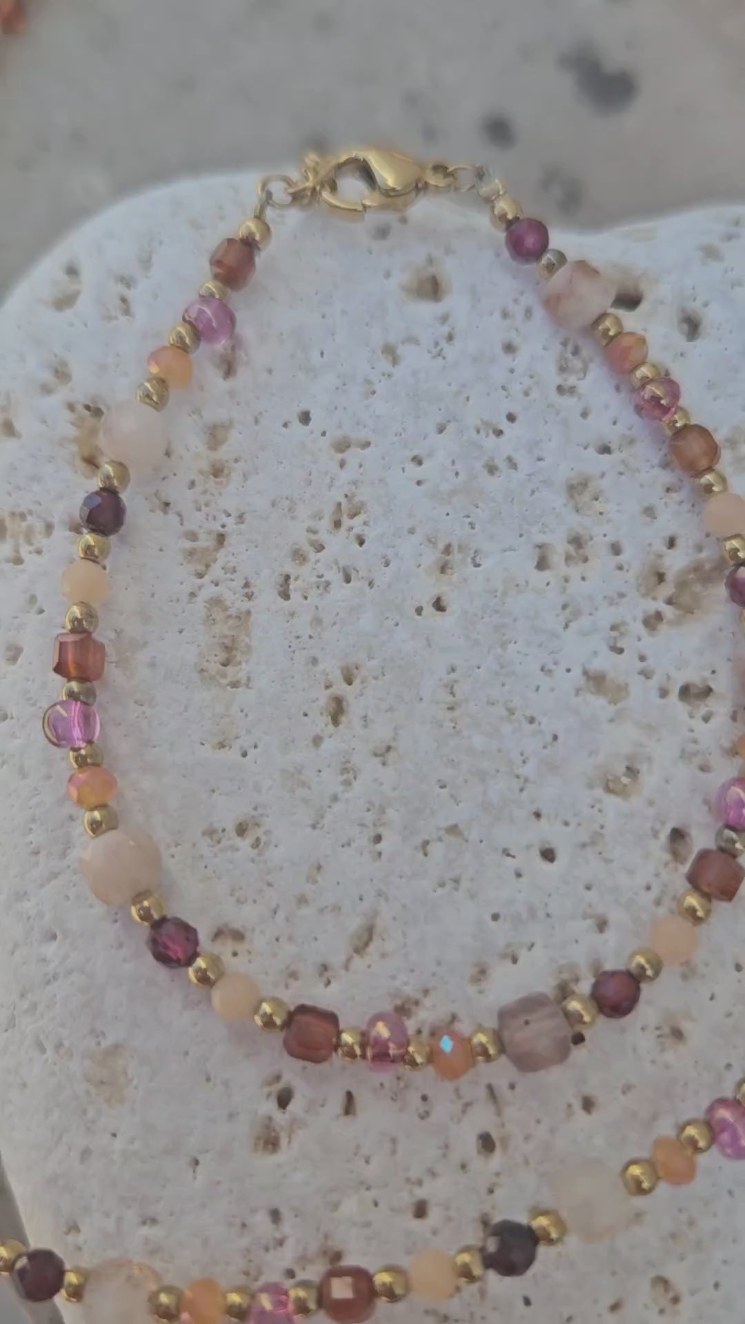 Parure dorée  pierres multicolores en acier inoxydable