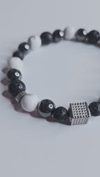 Bracelet homme hématite - howlite - pierre de lave : ancrage, calme, stabilité
