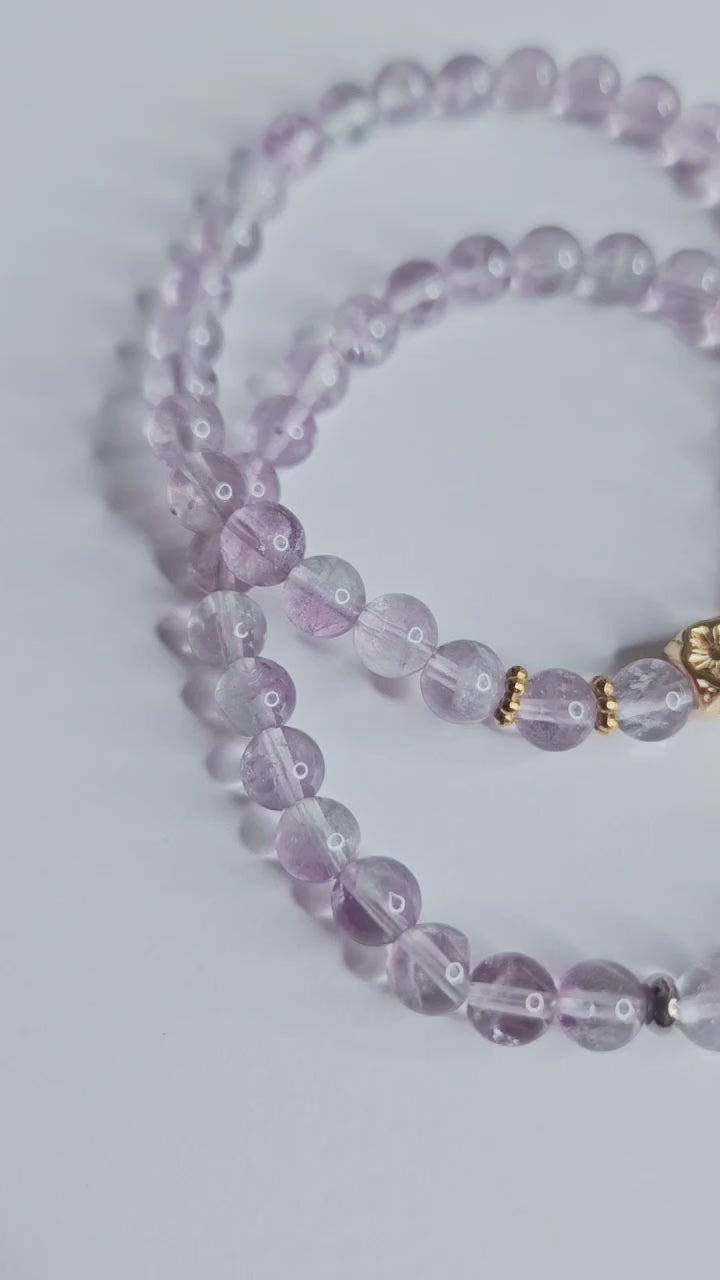 Bracelet argenté Fluorite violette  - clarté mentale, concentration, apaisement