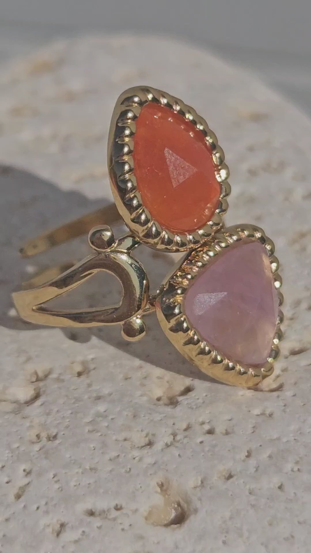Bague pierres naturelle triangle Stella